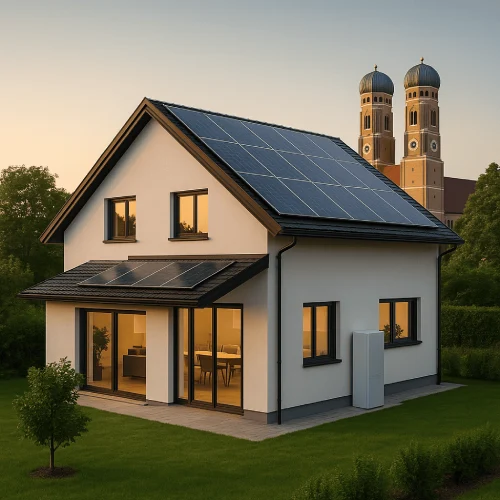 Photovoltaikanlage auf Einfamilienhaus installiert von Elektriker München