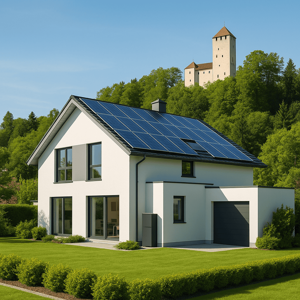 Photovoltaikanlage auf Hausdach in Grünwald