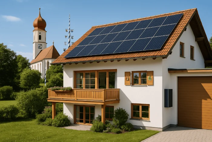Haus mit moderner Photovoltaikanlage in Unterhaching