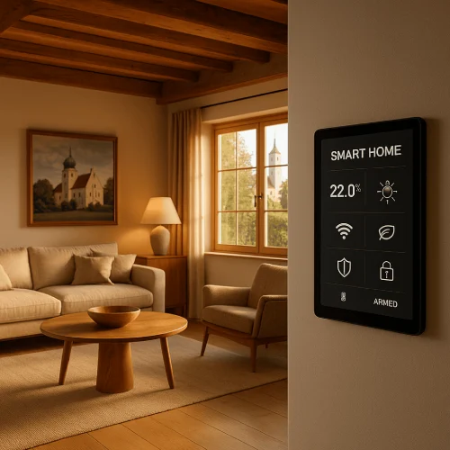 Smart Home Steuerung im Wohnzimmer in Brunnthal – Haus und Energie