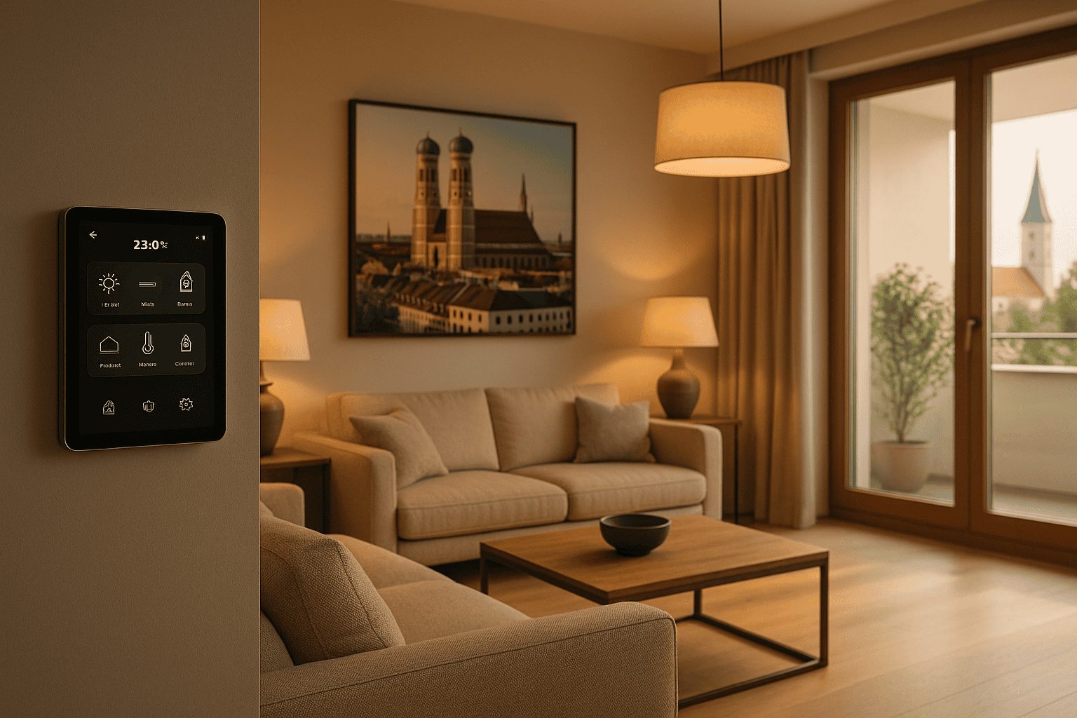 Smart Home Steuerung im Wohnzimmer installiert von Elektriker München